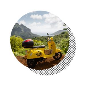 Hello scoot tahiti scooter 100% renewable energy 